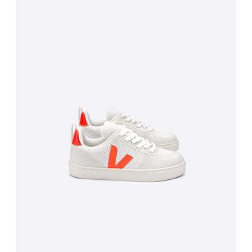 Veja V-10 MALHA BRANCO ALUMINIO Kids' Shoes White/Orange | NZ 795BEX